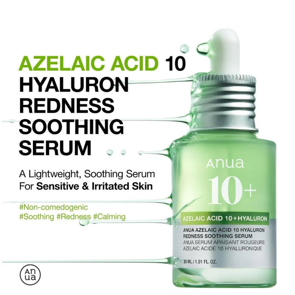 ANUA – Sérum Apaisant Anti-Rougeurs à l’Acide Azélaïque 10 % & Acide Hyaluronique – 30 ml